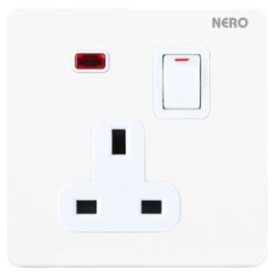 Casa X21311VD-W 13A 250V ~ 1 Gang Swith Socket With Shutter And Neon Indicator – White